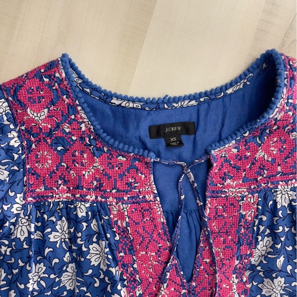 J CREW embroidered block print midi dress casual beautiful XS - Picture 4 of 11